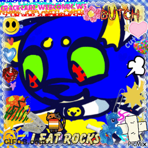 Cartoon Character Saying I Eat Rocks GIF