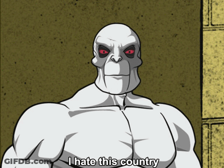 Cartoon Character Saying I Hate This Country GIF