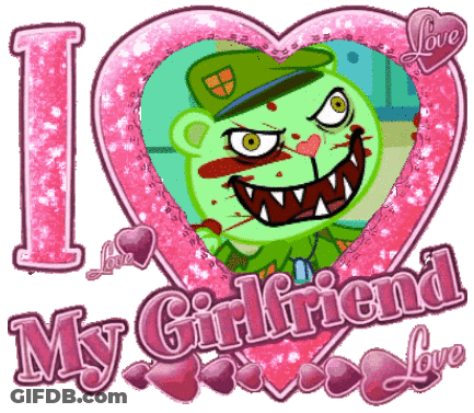 Cartoon Character Saying I Love My Girlfriend Pink Heart GIF