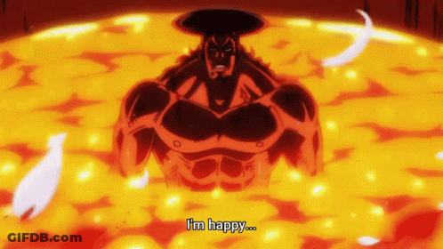 Cartoon Character Saying I'm Happy In Lava Pool GIF