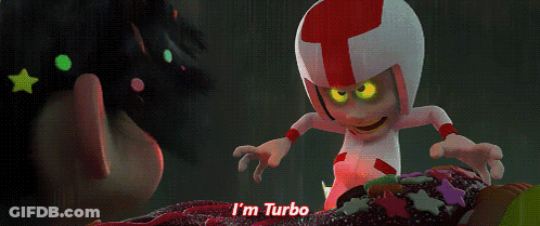 Cartoon Character Saying I'm Turbo In Front Of Donut GIF