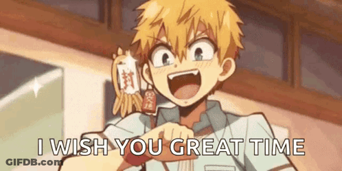 Cartoon Character Saying I Wish You Great Time GIF