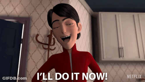 Cartoon Character Saying Ill Do It Now In Kitchen GIF