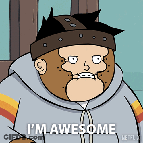 Cartoon Character Saying Im Awesome In Hoodie GIF