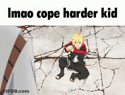 Cartoon Character Saying Imao Cope Harder Kid GIF