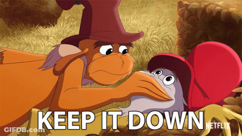 Cartoon Character Saying Keep It Down GIF