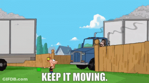 Cartoon Character Saying Keep It Moving GIF