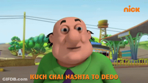 Cartoon Character Saying Kuch Chai Nashta To Dedo GIF