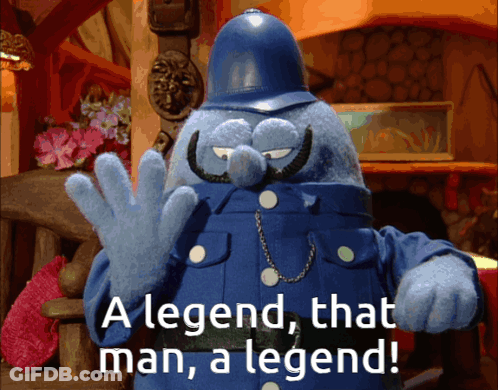 Cartoon Character Saying Legend That Man, A Legend GIF