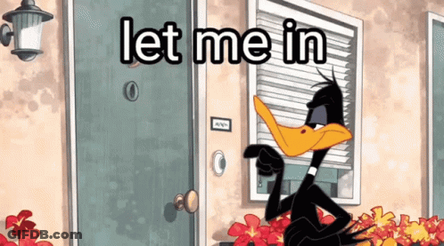 Cartoon Character Saying Let Me In GIF