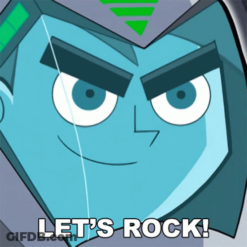Cartoon Character Saying Let's Rock GIF