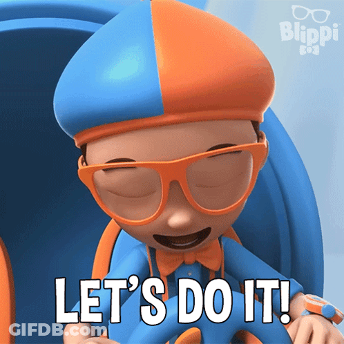 Cartoon Character Saying Lets Do It Wearing Glasses GIF