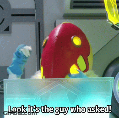 Cartoon Character Saying Look It's The Guy Who Asked GIF