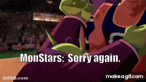 Cartoon Character Saying Monstars Sorry Again GIF