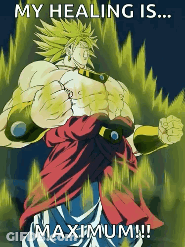 Cartoon Character Saying My Healing Is ... Maximum !! GIF