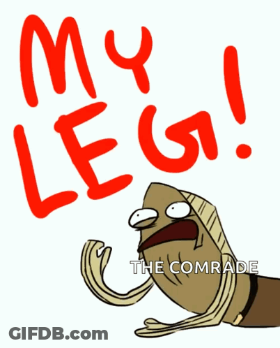 Cartoon Character Saying My Leg And Comrade GIF