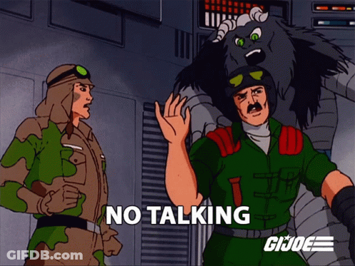 Cartoon Character Saying No Talking Next To Another GIF