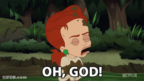 Cartoon Character Saying Oh God By Trees GIF