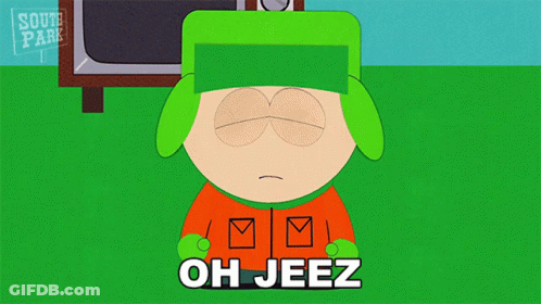 Cartoon Character Saying Oh Jeez In Front Of TV GIF