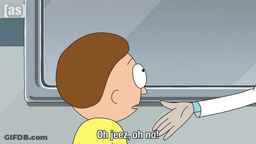 Cartoon Character Saying Oh Jeez Oh No In Front Of Window GIF