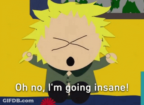 Cartoon Character Saying Oh No I'm Going Insane GIF
