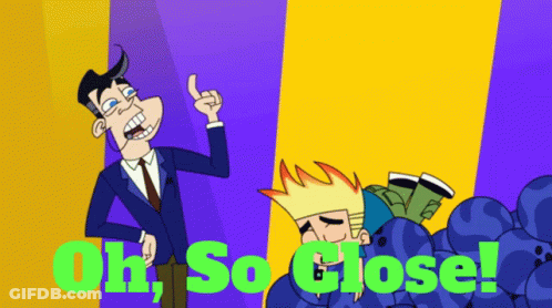 Cartoon Character Saying Oh So Close In Green GIF