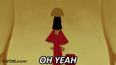 Cartoon Character Saying Oh Yeah In Front Of Yellow Curtain GIF