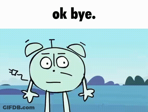 Cartoon Character Saying Ok Bye Blue Sky GIF