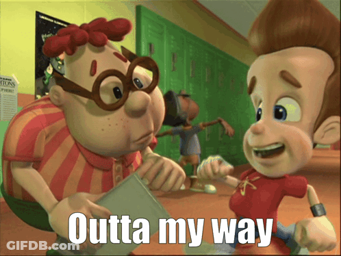 Cartoon Character Saying Outta My Way GIF