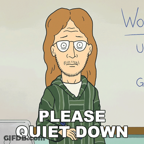 Cartoon Character Saying Please Quiet Down GIF