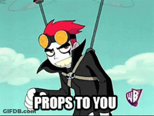 Cartoon Character Saying Props To You With Goggles GIF