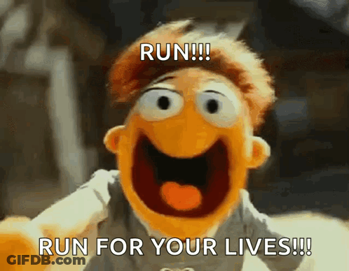 Cartoon Character Saying Run Run GIF