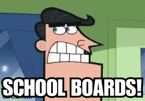 Cartoon Character Saying School Boards GIF