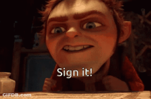 Cartoon Character Saying Sign It GIF