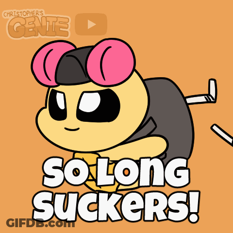 Cartoon Character Saying So Long Suckers On Yellow Background GIF