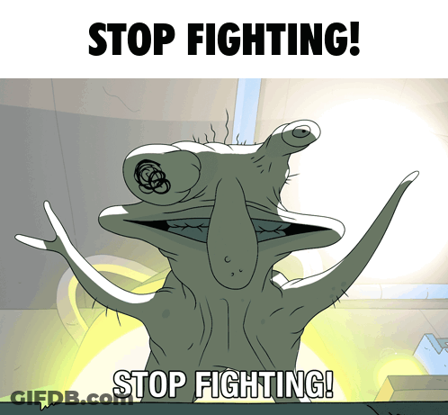 Cartoon Character Saying Stop Fighting GIF