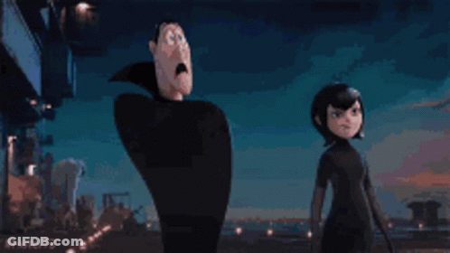 Cartoon Character Saying Surprise Next To Woman GIF
