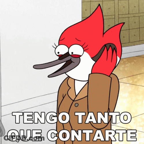 Cartoon Character Saying Tengo Tanto Que Contare GIF