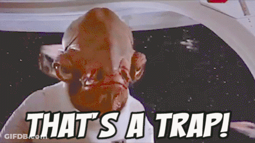 Cartoon Character Saying That's A Trap In Spaceship GIF