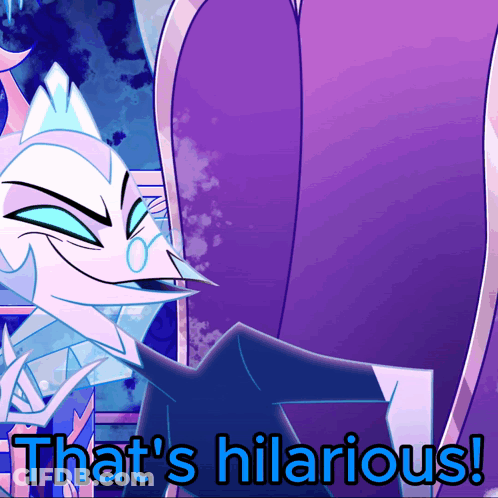 Cartoon Character Saying That's Hilarious In Blue GIF