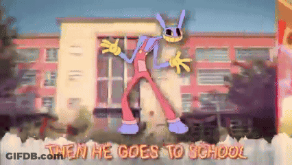 Cartoon Character Saying Then He Goes To School GIF