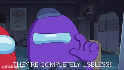 Cartoon Character Saying They're Completely Useless In Front Of Mira Sign GIF
