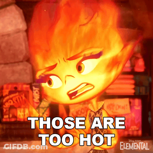 Cartoon Character Saying Those Are Too Hot GIF