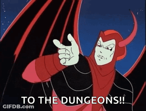 Cartoon Character Saying To The Dungeons Pointing At Camera GIF