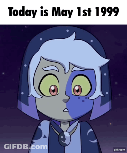 Cartoon Character Saying Today Is May 1St 1999 GIF