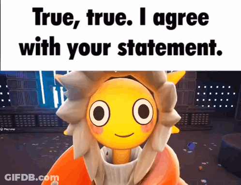 Cartoon Character Saying True True I Agree With Your Statement GIF