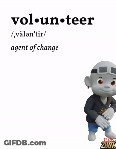 Cartoon Character Saying Vol.un.teer GIF