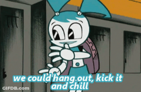Cartoon Character Saying We Could Hang Out Kick It And Chill GIF