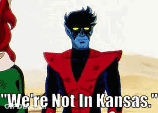 Cartoon Character Saying We're Not In Kansas GIF