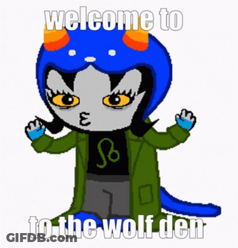 Cartoon Character Saying Welcome To The Wolf Den GIF